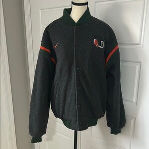 Vintage 2001 Nike University of Miami UM Hurricanes Bomber Jacket Classic Y2K